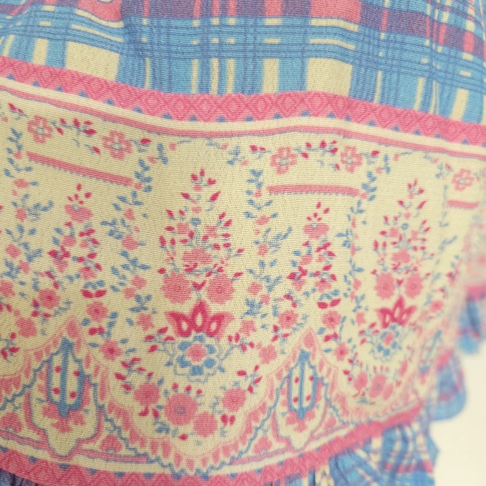 Anthropologie Plenty by Tracy Reese Plaid Ruffle Flower Mini Dress, size xsp. - Picture 5 of 16